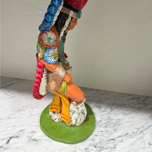 Vintage Native American Indian Chief Statue Byron Molds 1982 Decor Retro 15.5” H - Picture 3 of 6